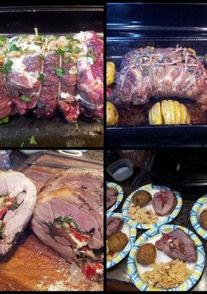 A picture of Stuffed leg of lamb.