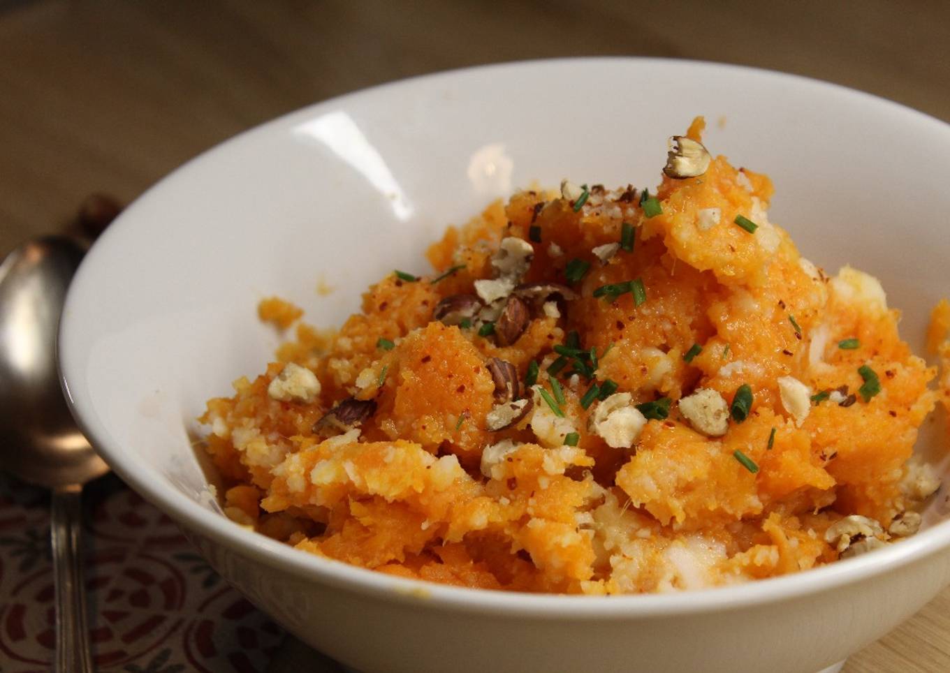 Purée de Patate douce aux éclats de Noisette
