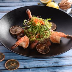 A picture of Shrimp avocado salad with quinoa.