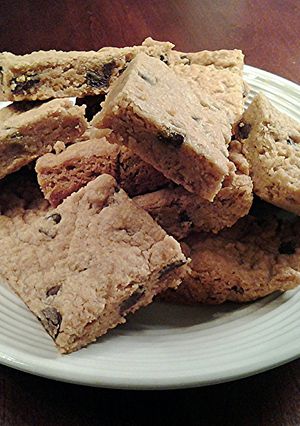 A picture of Cashew Butter Brownie Chip Bars.