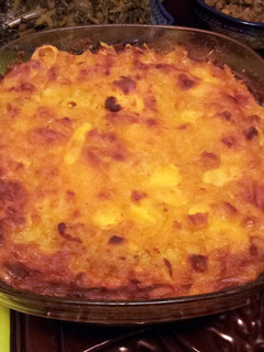 A picture of Cheesy Mac and Cheese (without the mess).