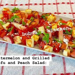 Watermelon and Grilled Tofu and Peach Salad: A picture of Watermelon and Grilled Tofu and Peach Salad:.