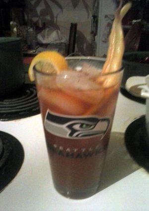 A picture of Brad's sunday morning hangover cure (whiskey caesar).