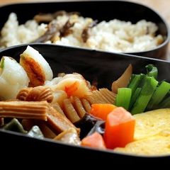 A picture of Jibuni Bento - A Kanazawa Specialty Packed in a Bento.