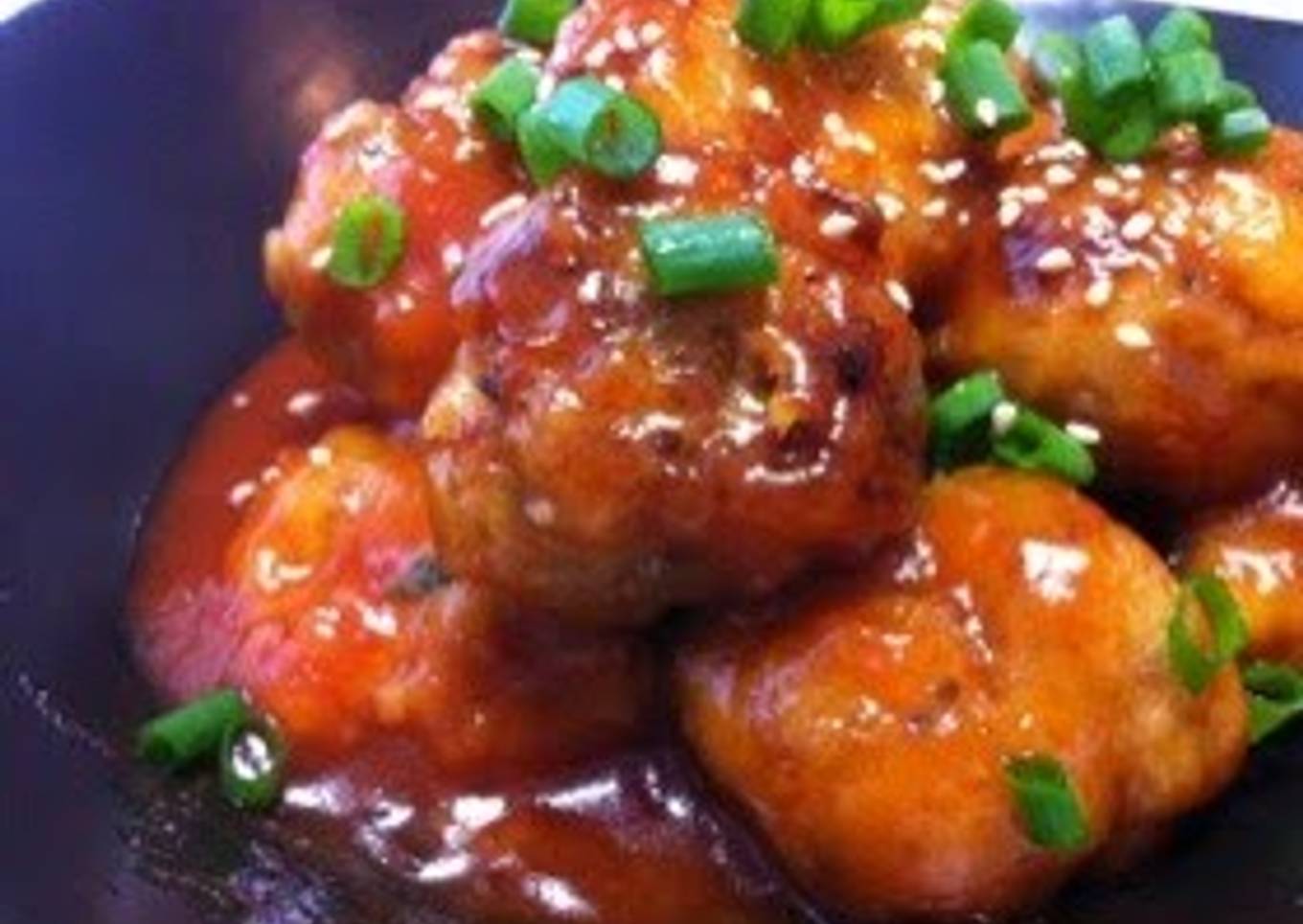 Okara Meatballs with a Thick Ketchup Sauce