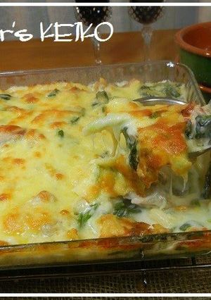 A picture of Substantial Macaroni Au Gratin with Spinach.