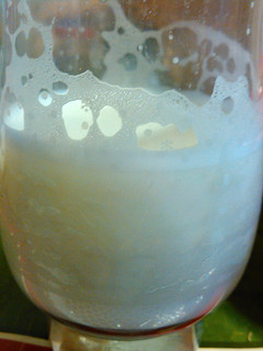 A picture of Fresh homemade almond milk.