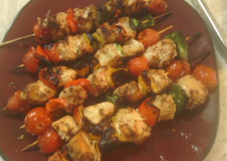 Steps to Prepare Quick sunshine &#39;s grilled chicken kabobs