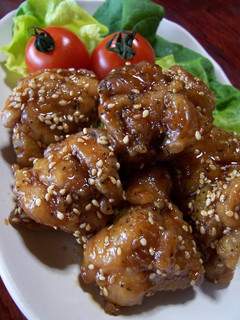 A picture of Sweet Soy Sauce Karaage Fried Chicken with.