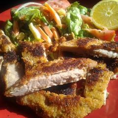 A picture of Crumbed Pork with Lemon & Thyme.