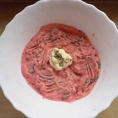 O poză a rețetei Happy International Womens Day Vegan Beet n Mayo Salad.