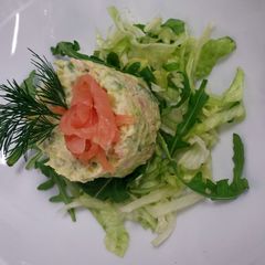 A picture of Smoked salmon and avacado mousse.