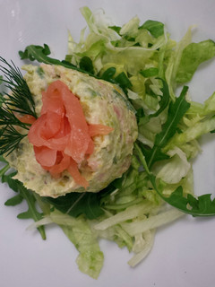 A picture of Smoked salmon and avacado mousse.