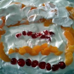 A picture of PEACH dream cake.