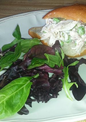 A picture of Edamame, Bacon, Grape Chicken Salad.
