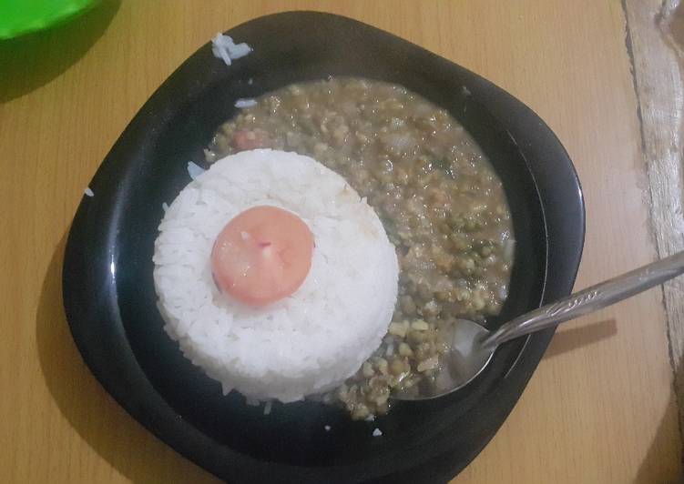 Recipe of Ultimate Green grams served with boiled rice