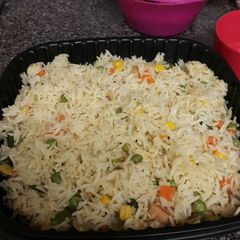 A picture of Chicken fried rice.
