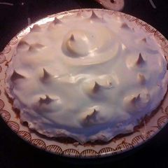 A picture of Lemon Meringue Pie with Gluten Free Coconut Crust.