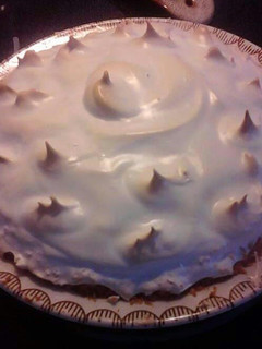 A picture of Lemon Meringue Pie with Gluten Free Coconut Crust.