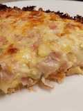 Quiche de jamón, muzzarella y roquefort con "masa" de coliflor