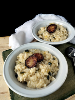 Una foto de Risotto de calabacín y queso de cabra