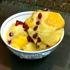 A picture of Mango Peach Ice cream delight.