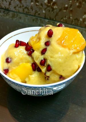 A picture of Mango Peach Ice cream delight.