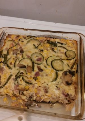 A picture of Summer zucchini and corn pie (low carb).