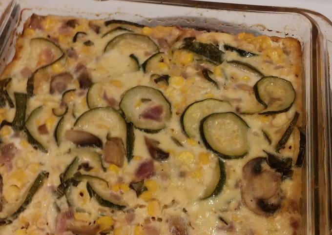 Recipe: Appetizing Summer zucchini and corn pie (low carb)