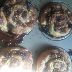 A picture of Pecan, Walnut, & Raisin Cinnamon rolls.