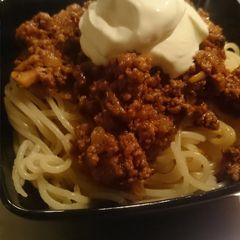 A picture of Emma's spaghetti bolognese.
