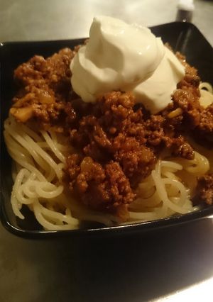 A picture of Emma's spaghetti bolognese.