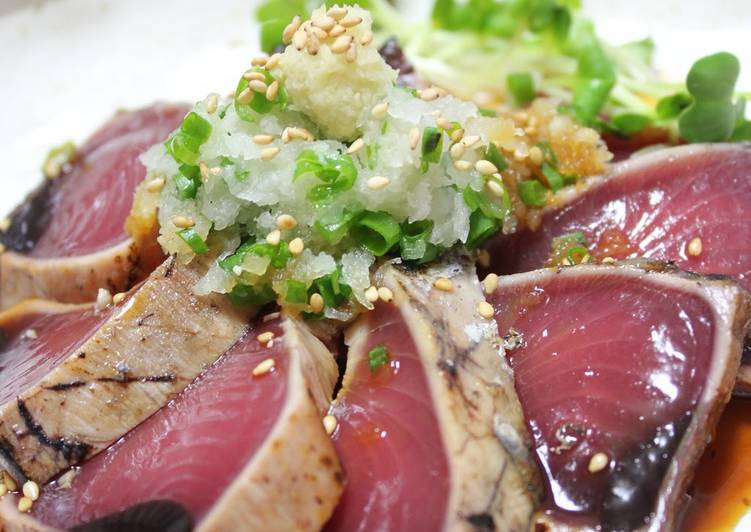 Easiest Way to Make Award-winning Seared Bonito with Ginger and Grated Radish