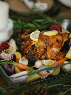 A picture of Honey Mustard Chicken with Caramelized Vegetables.