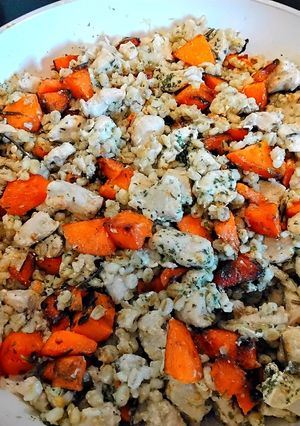 Csirkés gersli édesburgonyával recept fotója