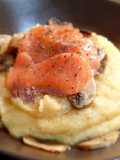 Instant Polenta with Cremini Mushrooms and Smoked Salmon