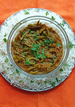 A picture of Guvarfali Subji and Rice.