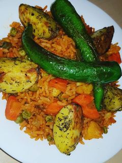 صورة لوصفة رز جربي (أرز بالخضار)