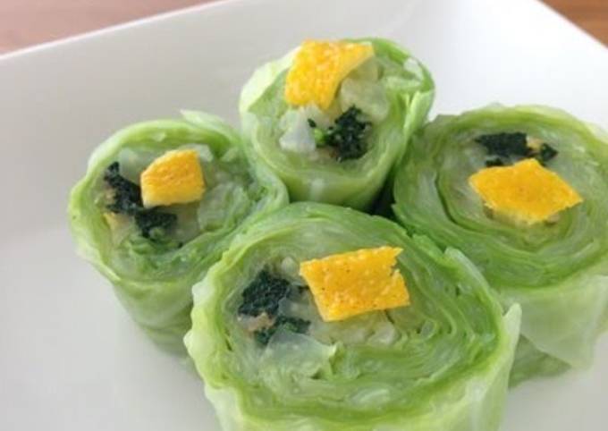 Simple Way to Make Award-winning For Bentos! Leafy Vegetable, Yuzu and Bonito Flake Rolls