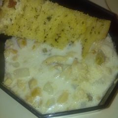 A picture of Momma's New England clam chowder.