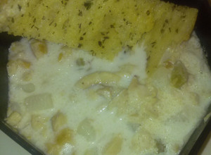 A picture of Momma's New England clam chowder.