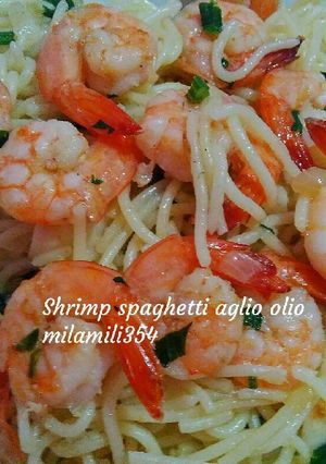 Foto resep Shrimp spaghetti aglio olio