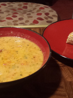 A picture of Chorizo and Cheese Chowder.