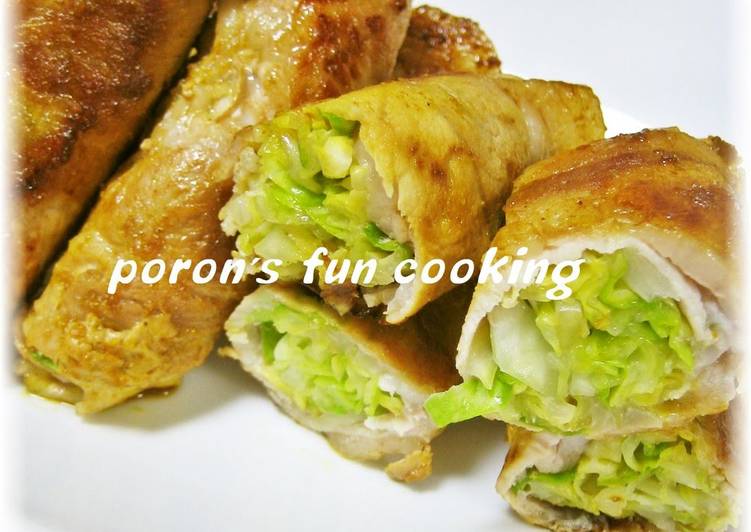 Recipe of Perfect Curry-Flavored Salted Cabbage Pork Rolls