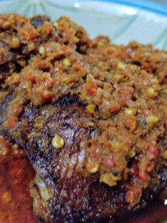 A picture of Crayfish Sauce with Roast Chicken.