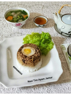 Foto resep Nasi Tim Ayam Jamur