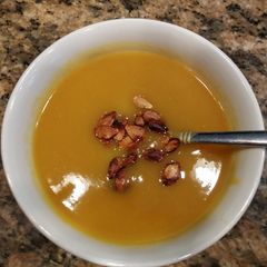 A picture of Savory Butternut Squash Soup with Fresh Ginger.