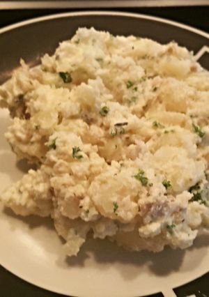 A picture of Crushed new potatoes.