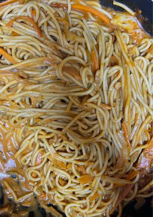 صورة لوصفة سباجيتي بالخضار🥕🧅