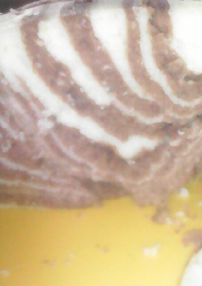 Una foto de Torta marmolada tigresa o cebra (microondas, sin leche)